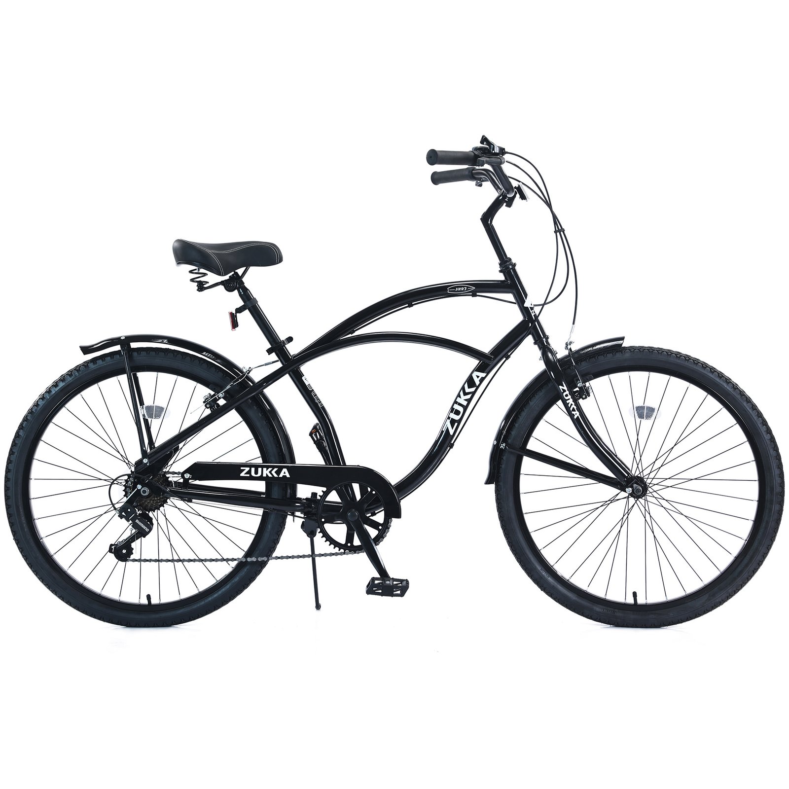 ZUKKA Cruiser: 7-Speed Men’s Beach Bike – 26-Inch, Black Steel Marvel ...