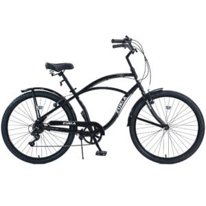 ZUKKA Cruiser: 7-Speed Men’s Beach Bike - 26-Inch, Black Steel Marvel