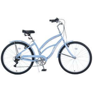 ZUKKA Bliss: 7-Speed Men’s Beach Cruiser - 26-Inch, Light Blue, 85% Assembled